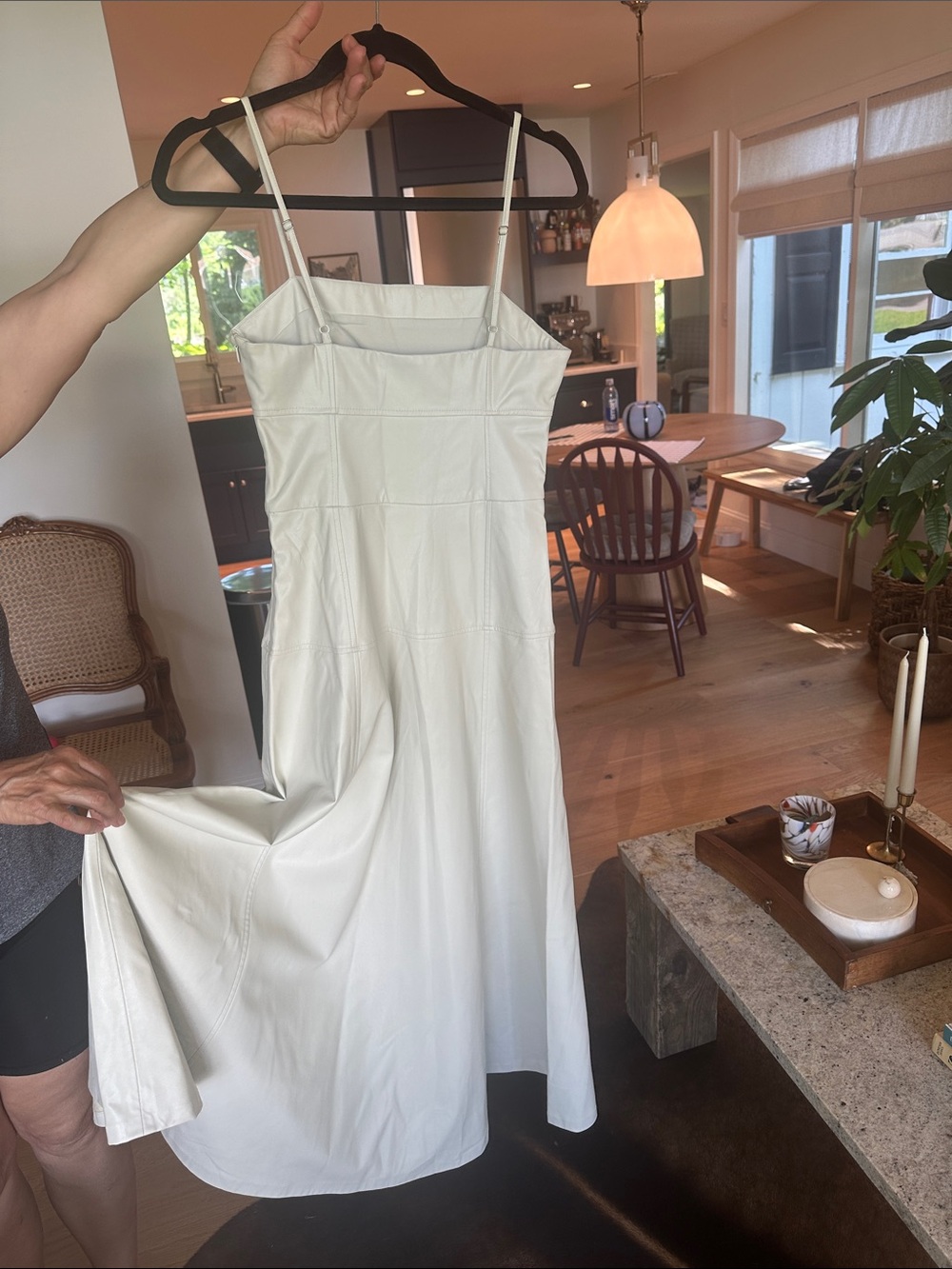 Zara Off White Vegan Leather Maxi Dress Sz M/S - Picture 2 of 4